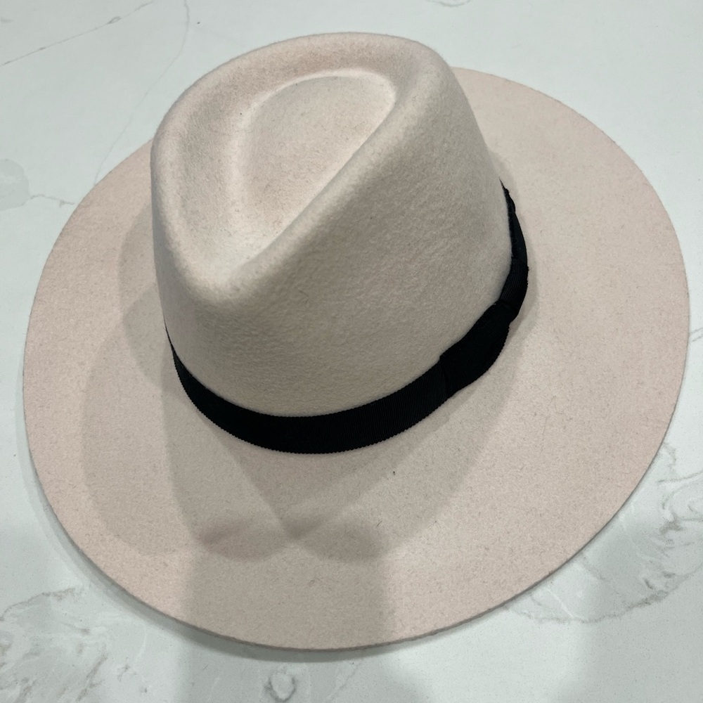 Auxiliary Cream Wool Fedora Hat with Black Trim